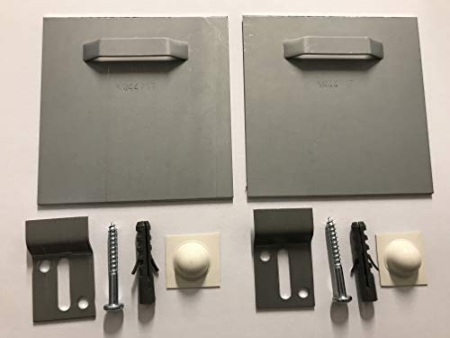 Set mit je 2x Bild-Halter 100x100mm & Z-Haken & Wandpuffer Haftblech Abstandshalter Glas Schild Bilder Klebeblech Spiegelaufhänger von Wandbreite