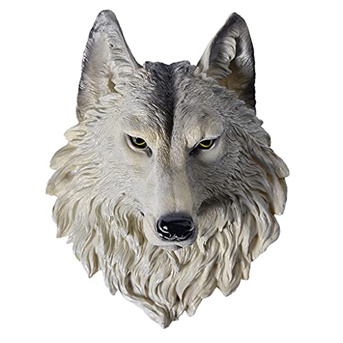 Wanddekoration Simulation Wolfskopf Tiere Kopf Wandbehang Dekoration Büste Skulptur Naturliebhaber Dekoration (Color : Gray, Size : 44×35cm) von Wanddekoration