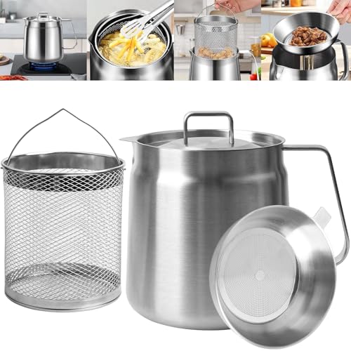 Wandefol Ölfiltertopf aus 304 Edelstahl, Speckfettbehälter mit Sieb, Großes Fassungsvermögen Ölfiltertopf, Multifunktionaler Ölfiltertank, Mini-Ölfritteuse und Filterbecher für Küche, Camping(2 L) Wandefol Ölfiltertopf aus 304 Edelstahl, Speckfettbehälter mit Sieb, Großes Fassungsvermögen Ölfiltertopf, Multifunktionaler Ölfiltertank, Mini-Ölfritteuse und Filterbecher für Küche, Camping(2 L) von Wandefol