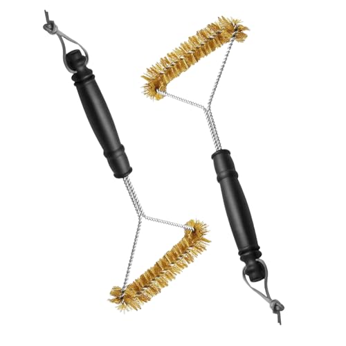 2 StüCke GrillbüRste Messing, 30cm Messing GrillbüRste, GrillbüRste FüR Gussrost, Kupferdraht GrillbüRste FüR BBQ-Reinigung, Camping, Holzkohlegrill& Outdoor-Kocher Essential von WanderGo