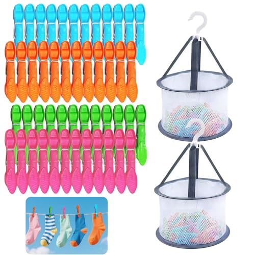 48 Stück Mehrfarbig Wäscheklammern with 2 Stück wäscheklammern Korb, Wäscheklammern Ohne Abdruck, Windfeste Bunte klammerbeutel für Wäscheleine, Kleidung und Socken 48 Stück Mehrfarbig Wäscheklammern with 2 Stück wäscheklammern Korb, Wäscheklammern Ohne Abdruck, Windfeste Bunte klammerbeutel für Wäscheleine, Kleidung und Socken von WanderGo