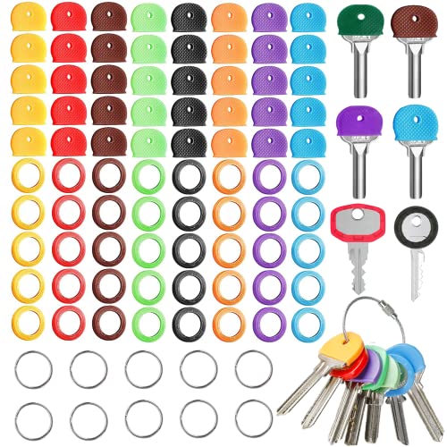 90 Stück Schlüsselkappen-Abdeckungen, niedliche Sets, einschließlich 40 Stück Kunststoffkappen, 8 verschiedene Farben, 2 Stile zur Identifizierung Ihrer Schlüssel von WanderGo