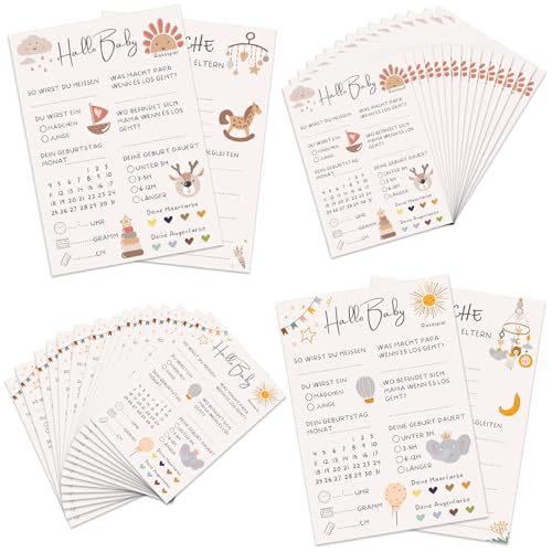 Babyparty Spiele Karten, 30 Stück 2 Stil Babyparty Karten zum Ausfüllen, Deko Babyparty für Gender Reveal, Beidseitig Bedruckt Babyparty Karten für Junge und Mädchen Babyparty Spiele Karten, 30 Stück 2 Stil Babyparty Karten zum Ausfüllen, Deko Babyparty für Gender Reveal, Beidseitig Bedruckt Babyparty Karten für Junge und Mädchen von WanderGo