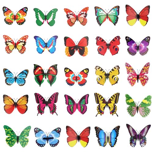 WanderGo 25 Stück Schmetterlinge Deko mit Clip Bunte Schmetterling Deko Befestigungsclip PVC Künstliche Schmetterlingsclip für Kinderzimmer Dekorationen, Vorhänge, Tisch, Büro, Garten, Grünzeug WanderGo 25 Stück Schmetterlinge Deko mit Clip Bunte Schmetterling Deko Befestigungsclip PVC Künstliche Schmetterlingsclip für Kinderzimmer Dekorationen, Vorhänge, Tisch, Büro, Garten, Grünzeug von WanderGo