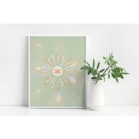 Schmetterlingssonne Blumen Kunstdruck Mintgrünes Boho Poster Schmetterlingssonne Blumen Kunstdruck Mintgrünes Boho Poster von WanderbyWonderCo