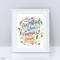 Ermächtigte Frauen Ermächtigen Kunstdruck | Frauenpower Sie Beharrte Inspirierendes Poster Zitat Feminismus Wandkunst Plakat von WanderellaCo