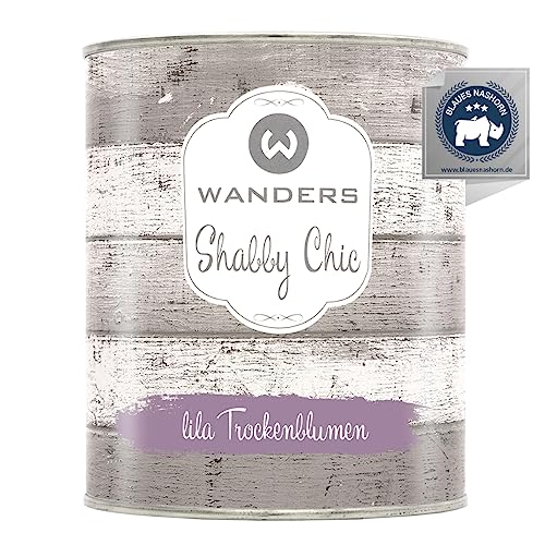 Wanders Shabby Chic Kreidefarbe 750 ml - Lila Trockenblume/Blasses Lila - Küchenmöbellack und Möbelfarbe ohne Schleifen. Chalk Paint, für Holz & mehr. Hohe Deckkraft, schnell trocknend von Wanders24