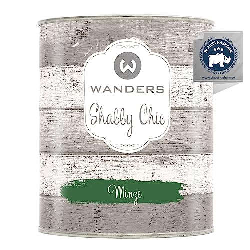 Wanders Shabby Chic Kreidefarbe 750 ml - Minze/Dunkles Grün - Küchenmöbellack und Möbelfarbe ohne Schleifen. Chalk Paint, für Holz & mehr. Hohe Deckkraft, schnell trocknend von Wanders24