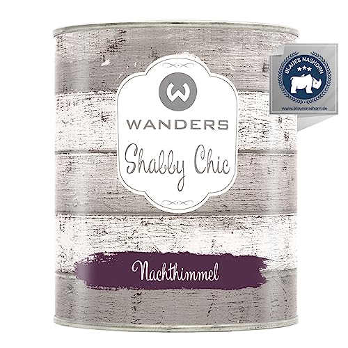 Wanders Shabby Chic Kreidefarbe 750 ml - Nachthimmel/Dunkles Lila - Küchenmöbellack und Möbelfarbe ohne Schleifen. Chalk Paint, für Holz & mehr. Hohe Deckkraft, schnell trocknend von Wanders24