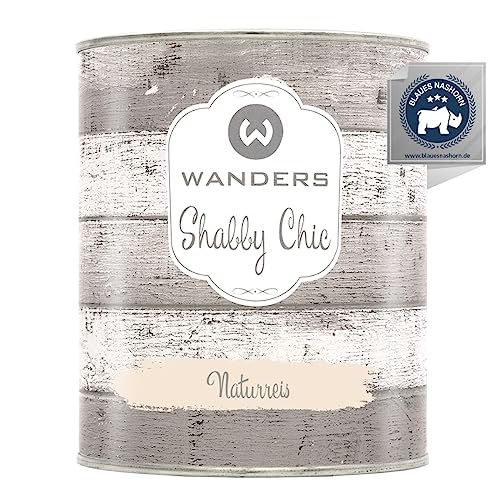 Wanders Shabby Chic Kreidefarbe 750 ml - Naturreis/Sehr Helles Beige - Küchenmöbellack und Möbelfarbe ohne Schleifen. Chalk Paint, für Holz & mehr. Hohe Deckkraft, schnell trocknend von Wanders24