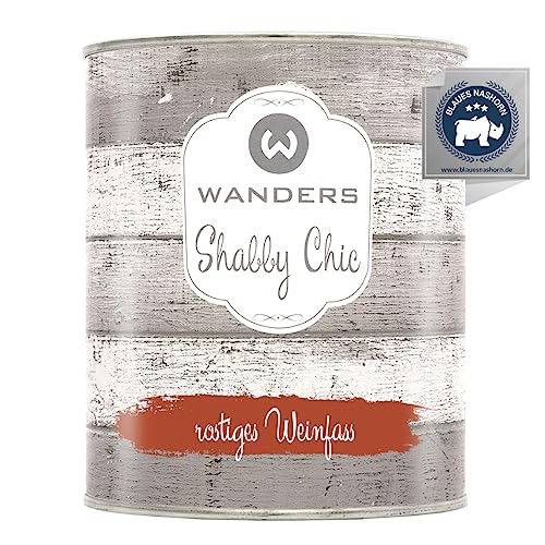 Wanders Shabby Chic Kreidefarbe 750 ml - Rostiges Weinfass/Rostrot - Küchenmöbellack und Möbelfarbe ohne Schleifen. Chalk Paint, für Holz & mehr. Hohe Deckkraft, schnell trocknend von Wanders24