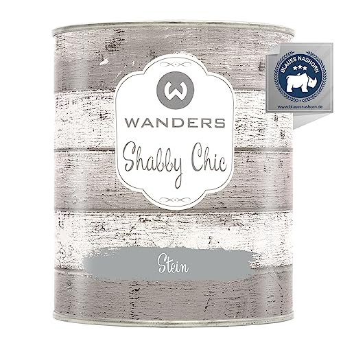 Wanders Shabby Chic Kreidefarbe 750 ml - Stein/Helles Grau - Küchenmöbellack und Möbelfarbe ohne Schleifen. Chalk Paint, für Holz & mehr. Hohe Deckkraft, schnell trocknend von Wanders24