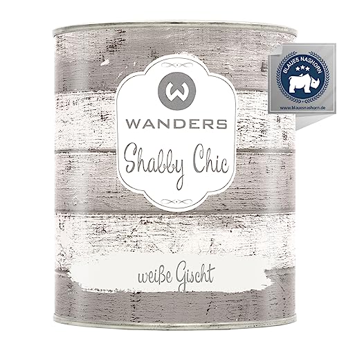 Wanders Shabby Chic Kreidefarbe 750 ml - Weiße Gischt/Sehr Helles Grau - Küchenmöbellack und Möbelfarbe ohne Schleifen. Chalk Paint, für Holz & mehr. Hohe Deckkraft, schnell trocknend von Wanders24