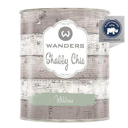 Wanders Shabby Chic Kreidefarbe 750 ml - Wildnis/Helles Grüngrau - Küchenmöbellack und Möbelfarbe ohne Schleifen. Chalk Paint, für Holz & mehr. Hohe Deckkraft, schnell trocknend von Wanders24