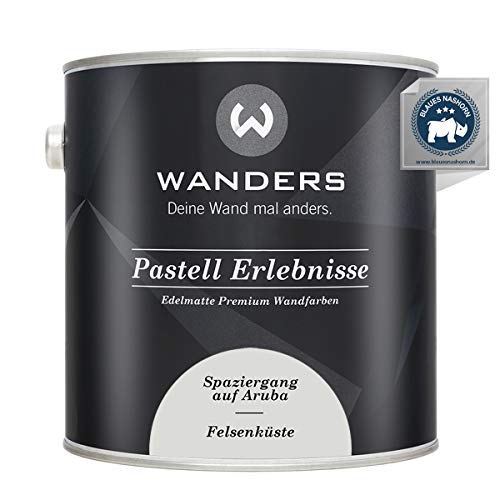 Wanders Pastell Erlebnisse 2,5L - Felsenküste/Helles Grau - Edelmatte Wandfarbe! Küchenmöbellack und Möbelfarbe. Kreidefarbe für Holz & mehr. Hohe Deckkraft, schnell trocknend von Wanders24