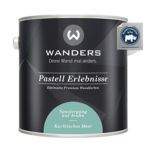 Wanders Pastell Erlebnisse 2,5L - Karibisches Meer/Blasses Türkis - Edelmatte Wandfarbe! Küchenmöbellack und Möbelfarbe. Kreidefarbe für Holz & mehr. Hohe Deckkraft, schnell trocknend von Wanders24