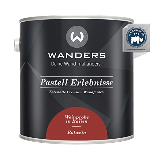 Wanders Pastell Erlebnisse 2,5L - Rotwein/Dunkles Rot - Edelmatte Wandfarbe! Küchenmöbellack und Möbelfarbe. Kreidefarbe für Holz & mehr. Hohe Deckkraft, schnell trocknend von Wanders24