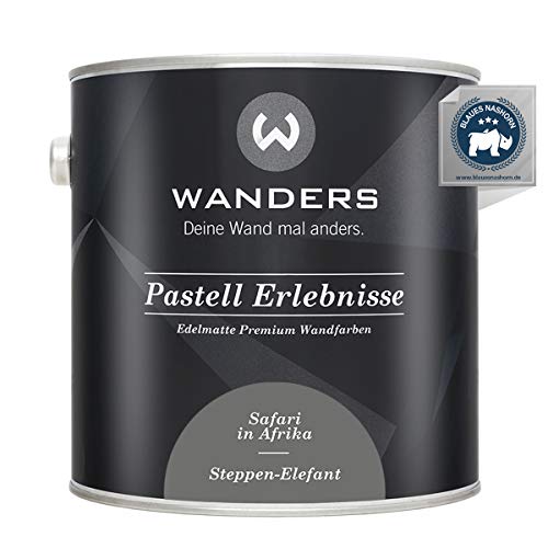 Wanders Pastell Erlebnisse 2,5L - Steppen Elefant/Dunkles Grau - Edelmatte Wandfarbe! Küchenmöbellack und Möbelfarbe. Kreidefarbe für Holz & mehr. Hohe Deckkraft, schnell trocknend von Wanders24