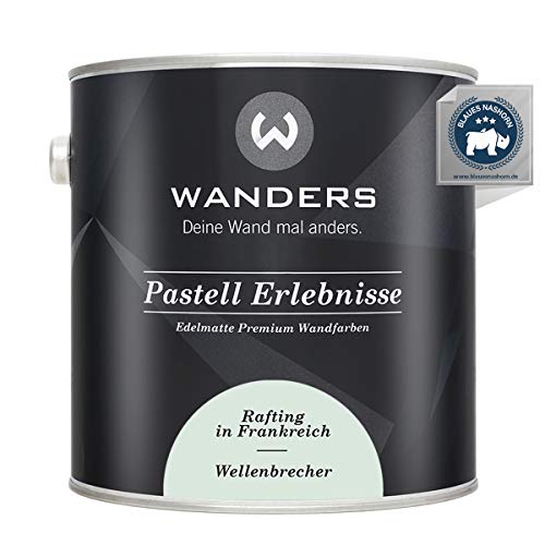 Wanders Pastell Erlebnisse 2,5L - Wellenbrecher/Helles Grau-Grün - Edelmatte Wandfarbe! Küchenmöbellack und Möbelfarbe. Kreidefarbe für Holz & mehr. Hohe Deckkraft, schnell trocknend von Wanders24