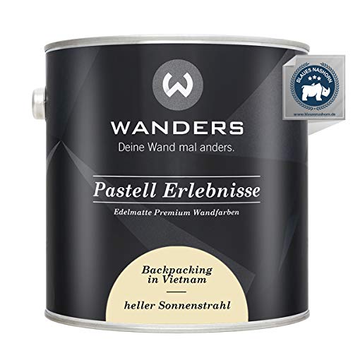 Wanders Pastell Erlebnisse 2,5L - heller Sonnenstrahl/helles Gelb - Edelmatte Wandfarbe! Küchenmöbellack und Möbelfarbe. Kreidefarbe für Holz & mehr. Hohe Deckkraft, schnell trocknend von Wanders24