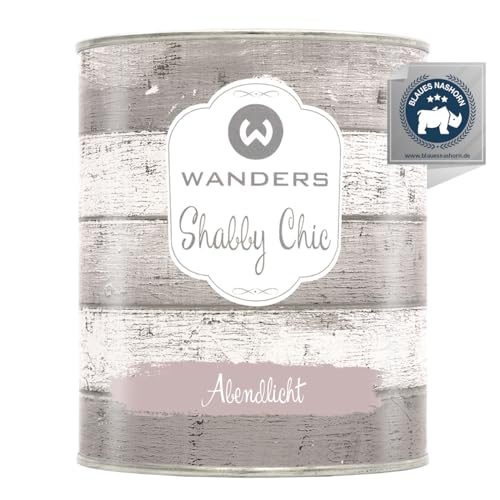 Wanders Shabby Chic Kreidefarbe 750 ml - Abendlicht/Helles Rosa - Küchenmöbellack und Möbelfarbe ohne Schleifen. Chalk Paint, für Holz & mehr. Hohe Deckkraft, schnell trocknend von Wanders24