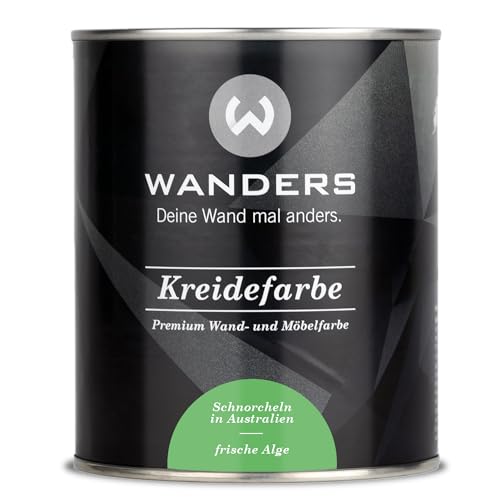 Wanders Shabby Chic Kreidefarbe 750 ml - Frische Alge/Helles Grün - Küchenmöbellack und Möbelfarbe ohne Schleifen. Chalk Paint, für Holz & mehr. Hohe Deckkraft, schnell trocknend von Wanders24