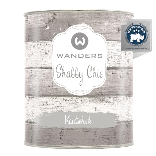 Wanders Shabby Chic Kreidefarbe 750 ml - Kautschuk/Helles Grau - Küchenmöbellack und Möbelfarbe ohne Schleifen. Chalk Paint, für Holz & mehr. Hohe Deckkraft, schnell trocknend von Wanders24