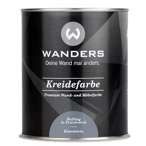 Wanders Shabby Chic Kreidefarbe 750 ml - Kieselstein/Mittleres Graublau - Küchenmöbellack und Möbelfarbe ohne Schleifen. Chalk Paint, für Holz & mehr. Hohe Deckkraft, schnell trocknend von Wanders24