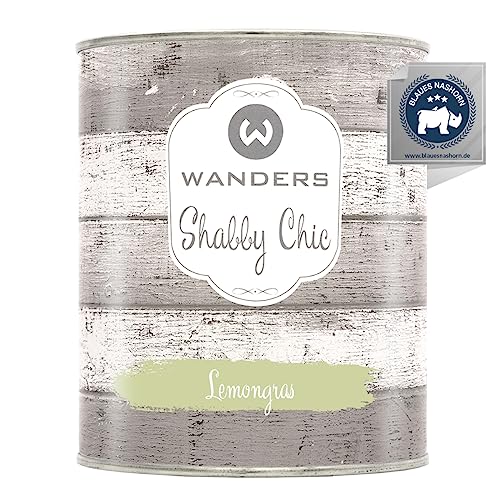 Wanders Shabby Chic Kreidefarbe 750 ml - Lemongras/Helles Gelbgrün - Küchenmöbellack und Möbelfarbe ohne Schleifen. Chalk Paint, für Holz & mehr. Hohe Deckkraft, schnell trocknend von Wanders24