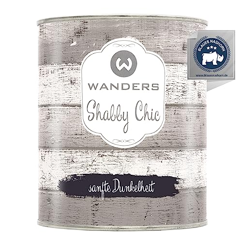 Wanders Shabby Chic Kreidefarbe 750 ml - Sanfte Dunkelheit/Dunkles Lila-Grau - Küchenmöbellack und Möbelfarbe ohne Schleifen. Chalk Paint, für Holz & mehr. Hohe Deckkraft, schnell trocknend von Wanders24