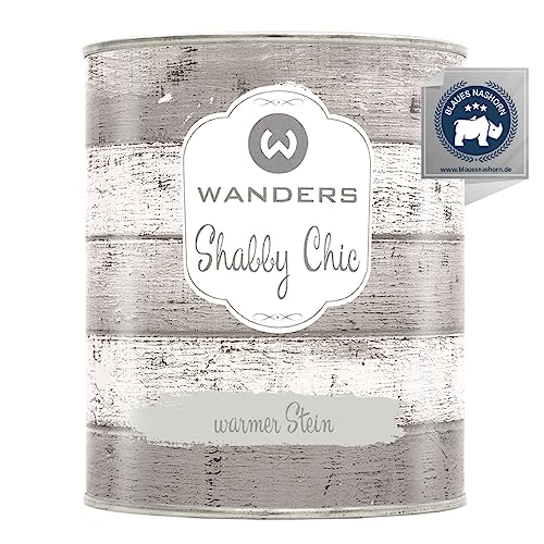 Wanders Shabby Chic Kreidefarbe 750 ml - Warmer Stein/Sehr Helles Grau - Küchenmöbellack und Möbelfarbe ohne Schleifen. Chalk Paint, für Holz & mehr. Hohe Deckkraft, schnell trocknend von Wanders24