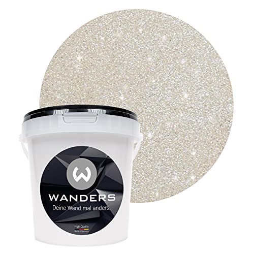 Wanders24 Glimmer-Optik (1 Liter, Silber-Sand) Glitzer Wandfarbe - Wandfarbe Glitzer - abwaschbare Wandfarbe - Glitzerfarbe - Made in Germany von Wanders24