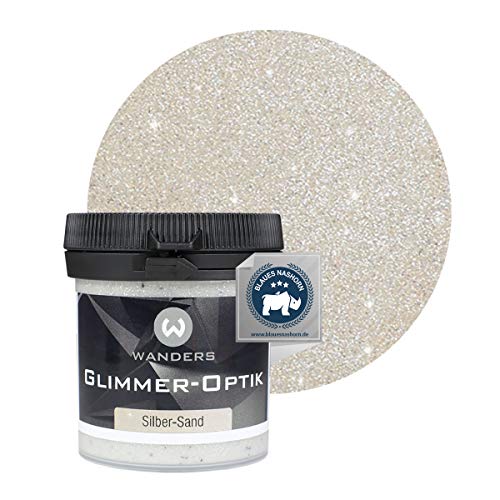 Wanders24 Glimmer-Optik (80ml, Silber-Sand) Glitzer Wandfarbe - Abwaschbare Glitzerfarbe - Made in Germany von Wanders24