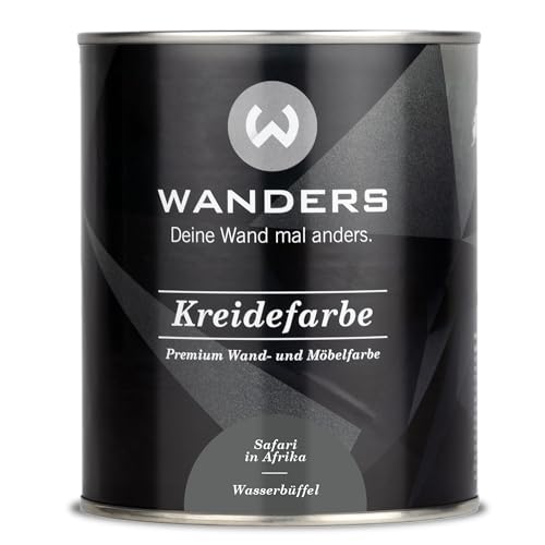 Wanders Shabby Chic Kreidefarbe 750 ml - Wasserbüffel/Mittleres Grau - Küchenmöbellack und Möbelfarbe ohne Schleifen. Chalk Paint, für Holz & mehr. Hohe Deckkraft, schnell trocknend von Wanders24