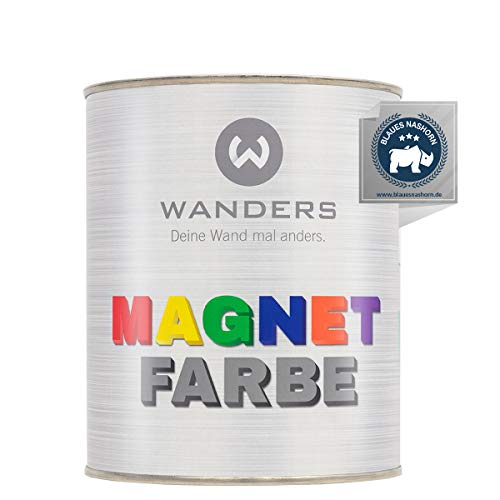 Wanders24 Magnetfarbe (1 Liter, Dunkelgrau) haftstarke Magnetfarbe grau - Magnet Wandfarbe wasserbasiert - Magnetische Farbe - Magnet Tafel - Made in Germany von Wanders24