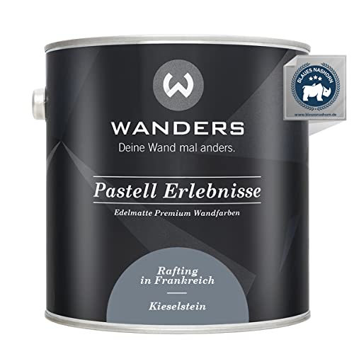 Wanders Pastell Erlebnisse 2,5L - Kieselstein/mittleres Grau-Blau - Edelmatte Wandfarbe! Küchenmöbellack und Möbelfarbe. Kreidefarbe für Holz & mehr. Hohe Deckkraft, schnell trocknend von Wanders24