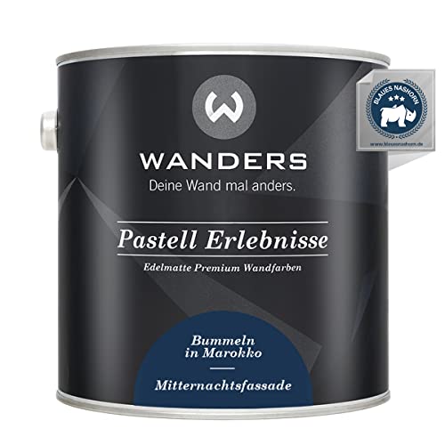 Wanders Pastell Erlebnisse 2,5L - Mitternachtsfassade/Dunkles Blau - Edelmatte Wandfarbe! Küchenmöbellack und Möbelfarbe. Kreidefarbe für Holz & mehr. Hohe Deckkraft, schnell trocknend von Wanders24