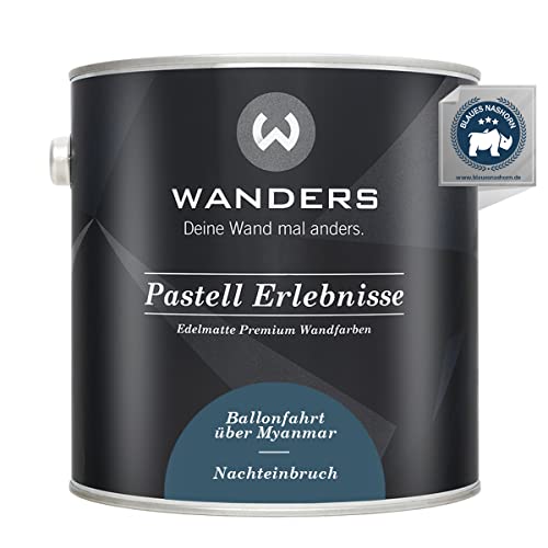 Wanders Pastell Erlebnisse 2,5L - Nachteinbruch/Dunkles Graublau - Edelmatte Wandfarbe! Küchenmöbellack und Möbelfarbe. Kreidefarbe für Holz & mehr. Hohe Deckkraft, schnell trocknend von Wanders24