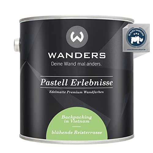 Wanders Pastell Erlebnisse 2,5L - Blühende Reisterrassen/Limettengrün - Edelmatte Wandfarbe! Küchenmöbellack und Möbelfarbe. Kreidefarbe für Holz & mehr. Hohe Deckkraft, schnell trocknend von Wanders24