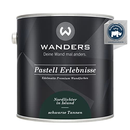 Wanders Pastell Erlebnisse 2,5L - Schwarze Tannen/Dunkles Grün - Edelmatte Wandfarbe! Küchenmöbellack und Möbelfarbe. Kreidefarbe für Holz & mehr. Hohe Deckkraft, schnell trocknend von Wanders24