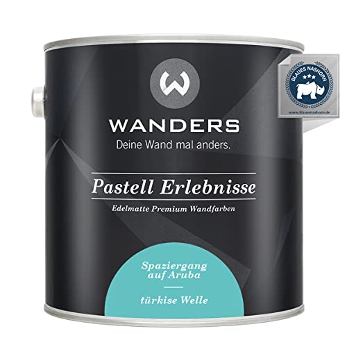 Wanders Pastell Erlebnisse 2,5L - Türkise Welle/helles Türkis - Edelmatte Wandfarbe! Küchenmöbellack und Möbelfarbe. Kreidefarbe für Holz & mehr. Hohe Deckkraft, schnell trocknend von Wanders24