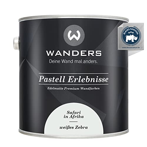 Wanders Pastell Erlebnisse 2,5L - Weißes Zebra/Sehr Helles Grau - Edelmatte Wandfarbe! Küchenmöbellack und Möbelfarbe. Kreidefarbe für Holz & mehr. Hohe Deckkraft, schnell trocknend von Wanders24