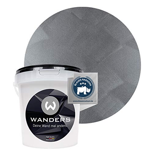 Wanders24 Tafelfarbe (1Liter, Edelmetallic-Grau) Blackboard Paint - Tafellack - abwischbare Wandfarbe - in 20 Farbtönen erhältlich - Made in Germany von Wanders24