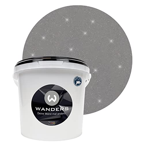 Wanders24 Glimmer-Optik (3 Liter, Silber-Grau) Glitzer Wandfarbe - Wandfarbe Glitzer - abwaschbare Wandfarbe - Glitzerfarbe - Made in Germany von Wanders24