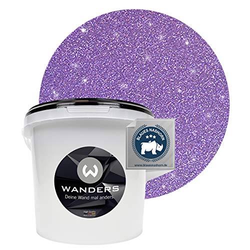 Wanders24 Glimmer-Optik (3 Liter, Silber-Lila) Glitzer Wandfarbe - Wandfarbe Glitzer - abwaschbare Wandfarbe - Glitzerfarbe - Made in Germany von Wanders24