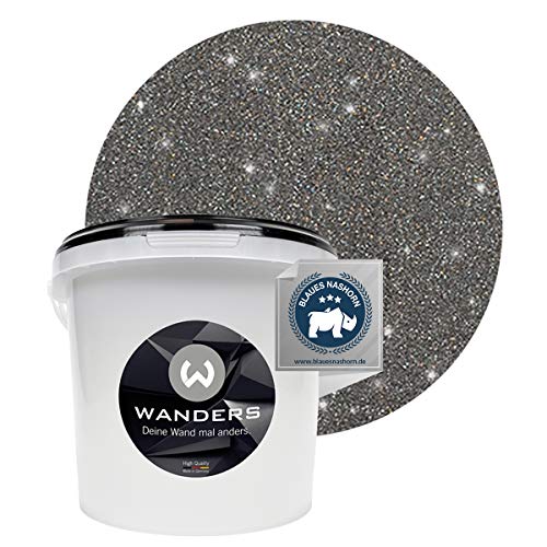 Wanders24 Glimmer-Optik (3 Liter, Silber-Schwarz) Glitzer Wandfarbe - Wandfarbe Glitzer - abwaschbare Wandfarbe - Glitzerfarbe - Made in Germany von Wanders24
