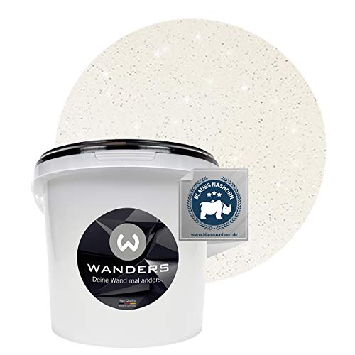 Wanders24 Glimmer-Optik (3 Liter, Silber-Weißgrau) Glitzer Wandfarbe - Wandfarbe Glitzer - abwaschbare Wandfarbe - Glitzerfarbe - Made in Germany von Wanders24