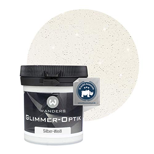 Wanders24 Glimmer-Optik (80ml, Silber-Weißgrau) - Wandfarbe Glitzer - Made in Germany von Wanders24