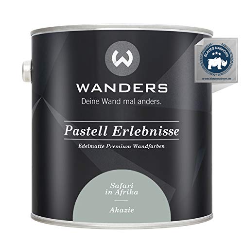 Wanders Pastell Erlebnisse 2,5L - Akazie/helles Grün-Grau - Edelmatte Wandfarbe! Küchenmöbellack und Möbelfarbe. Kreidefarbe für Holz & mehr. Hohe Deckkraft, schnell trocknend von Wanders24