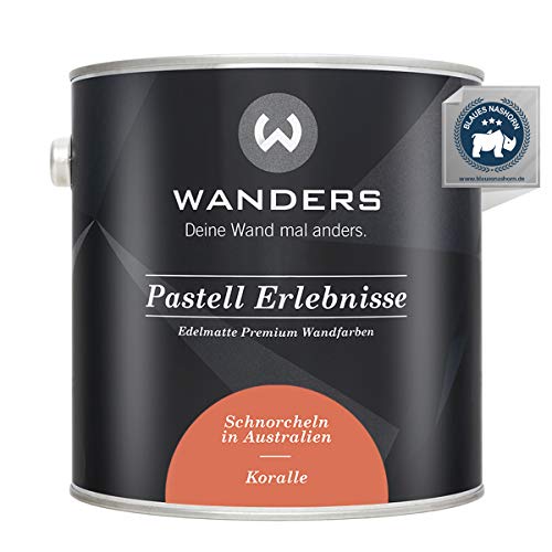 Wanders Pastell Erlebnisse 2,5L - Koralle/Rot-Orange - Edelmatte Wandfarbe! Küchenmöbellack und Möbelfarbe. Kreidefarbe für Holz & mehr. Hohe Deckkraft, schnell trocknend von Wanders24